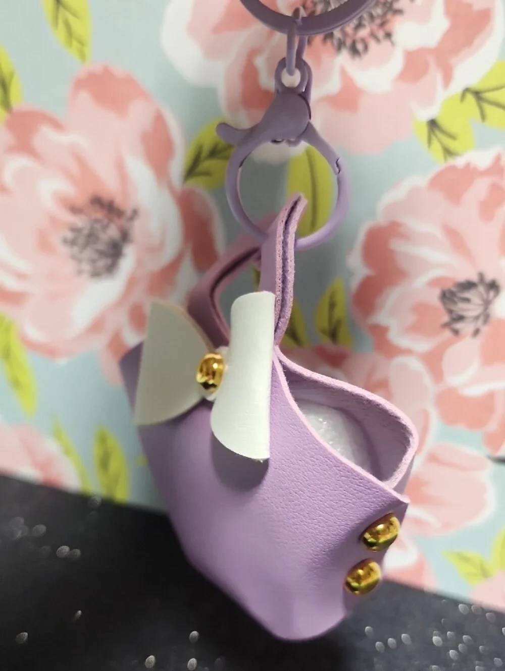 Lilac Mini Bow Handbag Charm - White Bow Accent